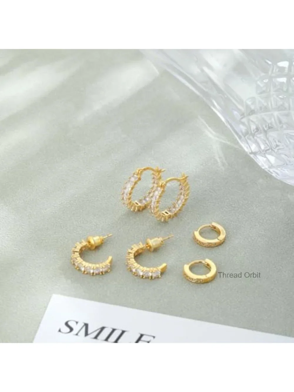 14K Gold Plated Hoop Earrings Set - 3 Pairs Hypoallergenic Stud Earrings
